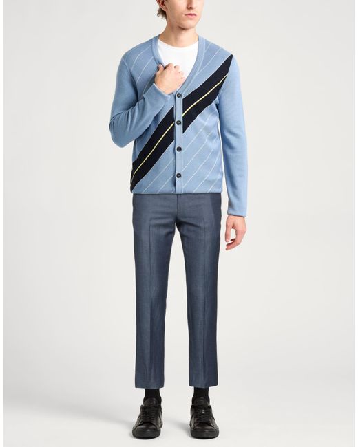 Zegna Blue Slate Pants Wool, Linen for men