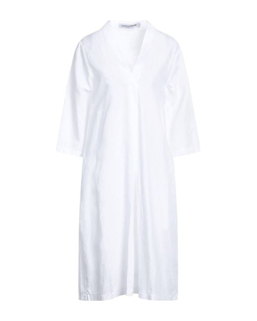 European Culture White Midi Dress