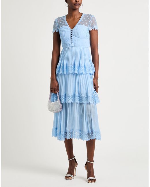 Self-Portrait Blue Midi-Kleid