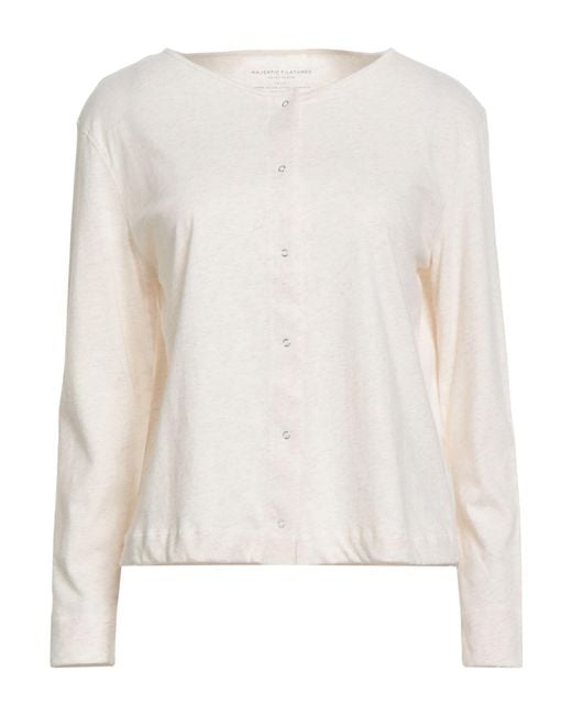 Majestic Filatures White Ivory Cardigan Cotton