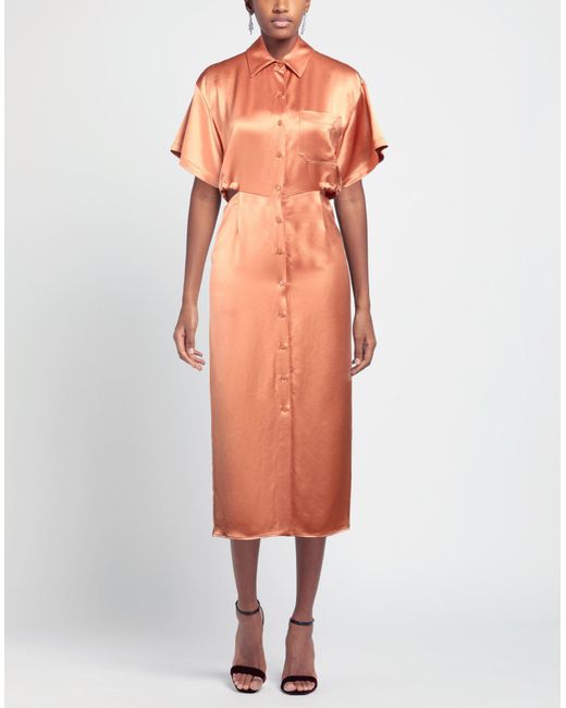 Isabelle Blanche Orange Midi-Kleid