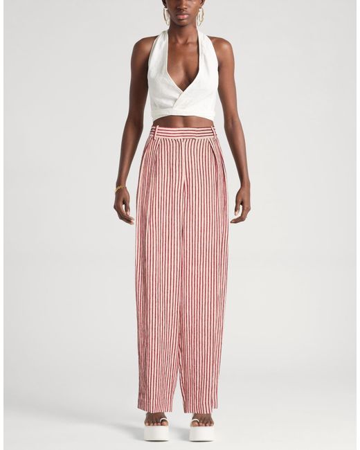 LaDoubleJ Red Pants Linen, Viscose, Cotton, Polyester