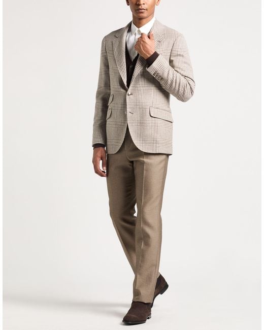 Brunello Cucinelli Brown Blazer Wool, Alpaca Wool, Silk for men
