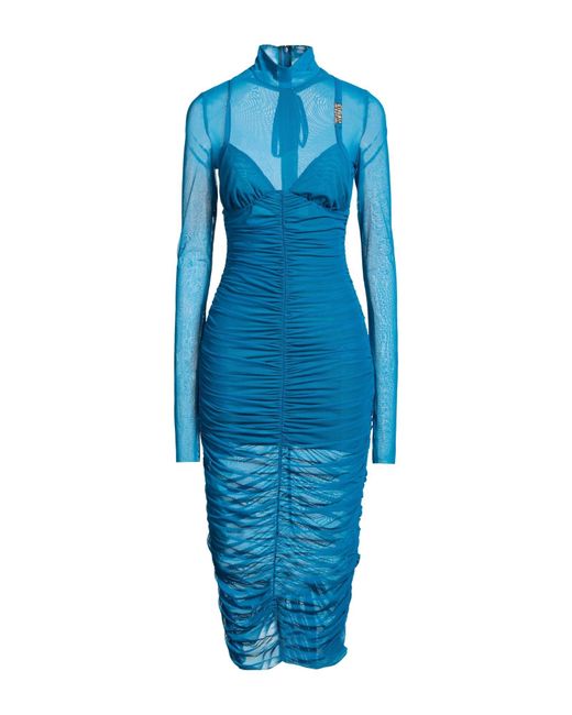 Versace Jeans Couture Blue Midi Dress Polyamide, Elastane