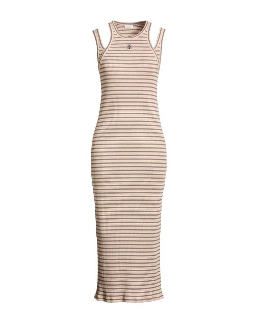 Brunello Cucinelli Natural Midi Dress Cotton, Elastane
