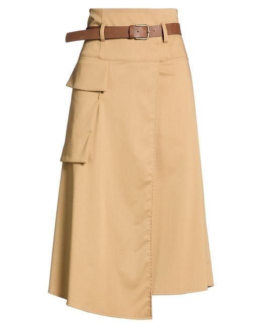 Oltre Natural Amber Capsule Camel Midi Skirt Polyester, Viscose, Elastane