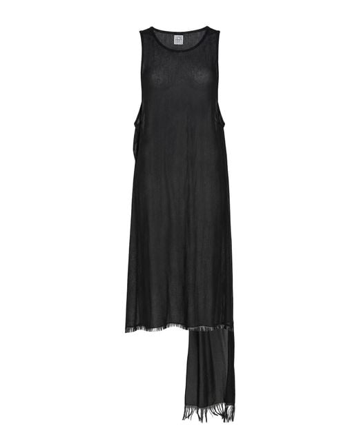 Totême Black Maxi Dress Viscose, Virgin Wool