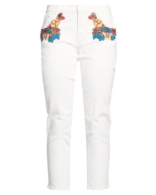 Jacob Cohen White Ivory Jeans Cotton, Elastane