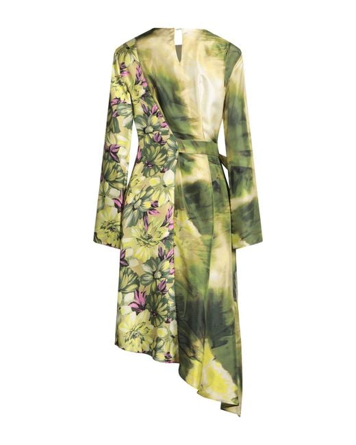 MSGM Green Midi Dress Silk