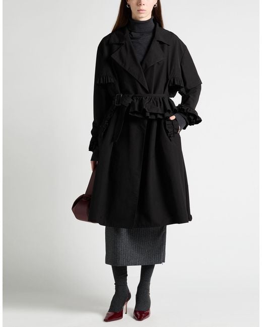 MSGM Black Overcoat & Trench Coat Cotton, Polyester