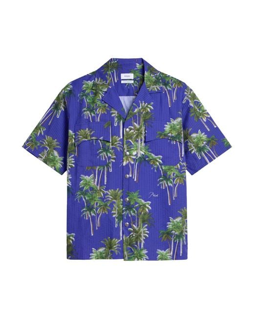 Rhude Blue Shirt Cotton, Elastane for men