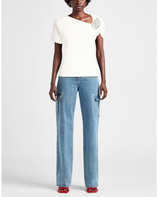 GIUSEPPE DI MORABITO White Cream T-Shirt Cotton, Polyamide, Elastane