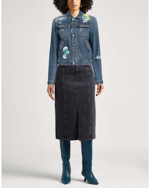 DSquared² Blue X The Smurfs Denim Outerwear Cotton, Elastane, Polyester