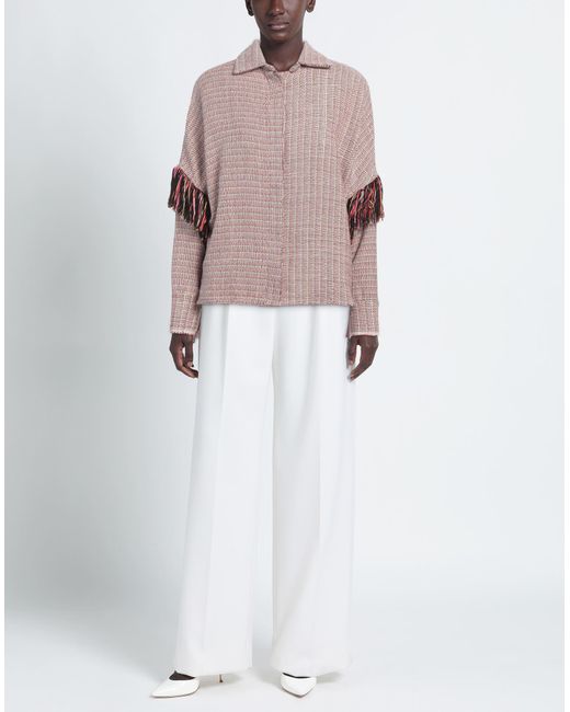 Escvdo Pink Tweed Fringed Multicolor Shirt