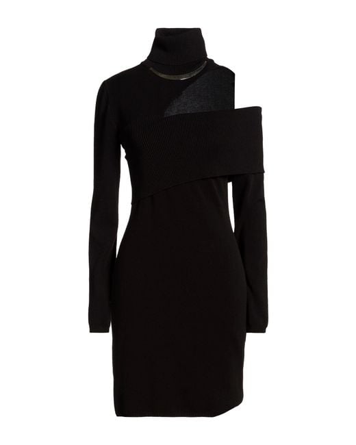 SIMONA CORSELLINI Black Mini Dress Viscose, Polyester
