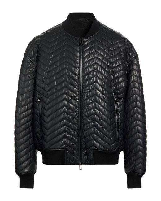 Emporio Armani Black Jacket Lambskin for men