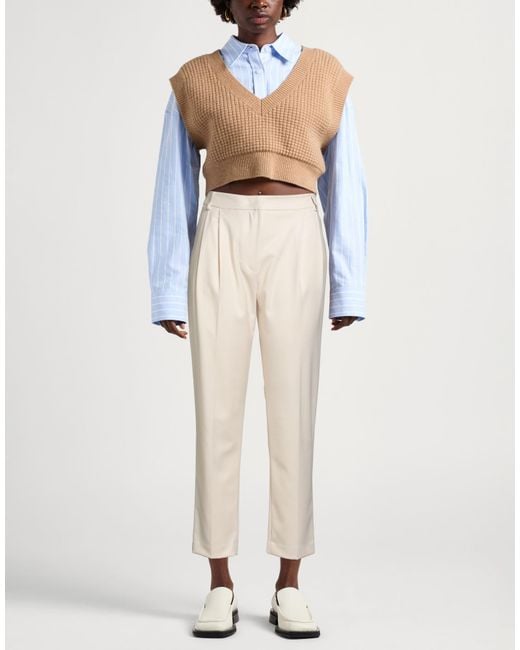 Kocca White Pants Polyester, Viscose, Elastane