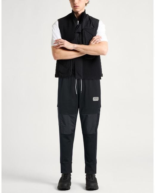 EA7 Black Pants Cotton, Polyamide for men