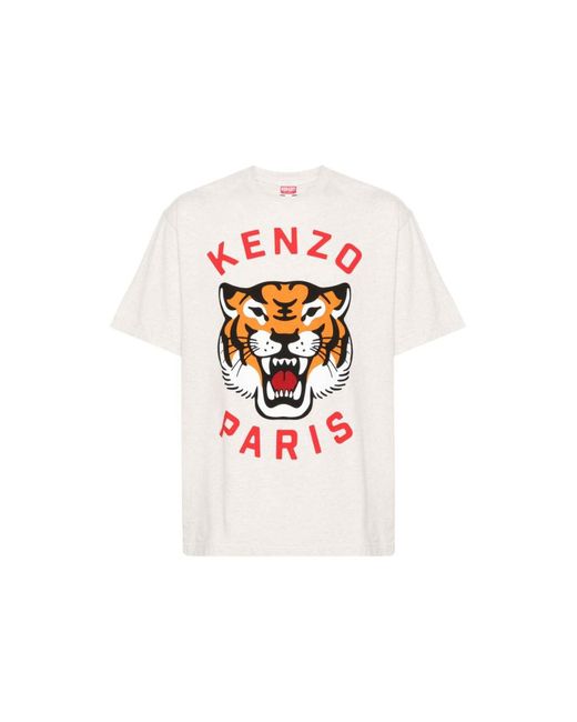 KENZO Lucky Tiger T-Shirt aus Baumwoll-Jersey mit Logoprint in White für Herren