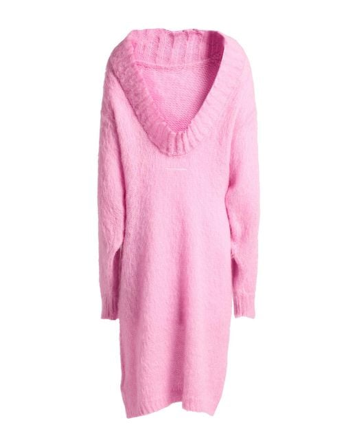 MM6 by Maison Margiela Pink Midi Dress Acrylic, Polyamide, Mohair Wool