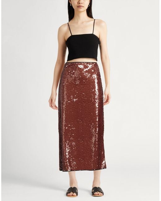 Alysi Red Chocolat Midi Skirt Polyester