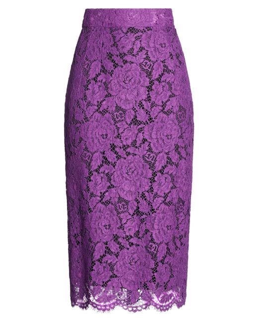 Dolce & Gabbana Purple Midi Skirt Viscose, Cotton, Polyamide