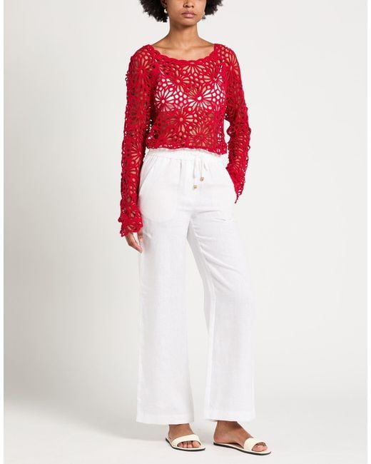 Le Tricot Perugia White Pants Linen
