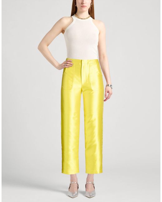 Molly Goddard Yellow Pants Polyester, Silk