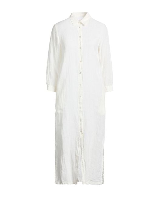 120% Lino White Midi Dresses