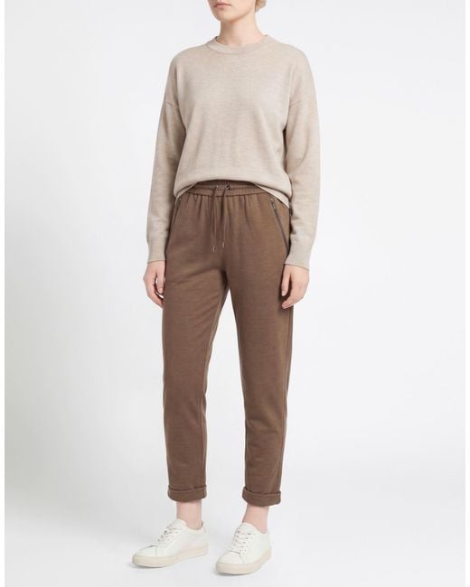 Brunello Cucinelli Brown Taupe Pants Cotton, Silk, Polyamide, Brass