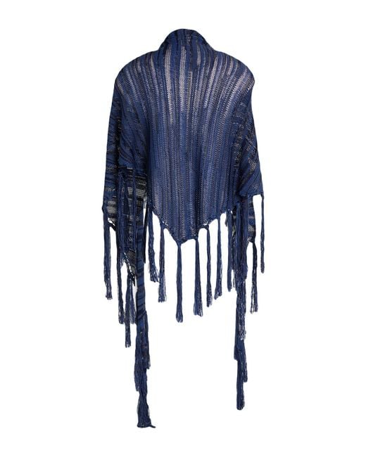 Jucca Blue Scarf Cotton, Polyester, Viscose, Polyamide