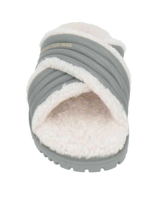 Dior Gray Sandals Lambskin, Shearling
