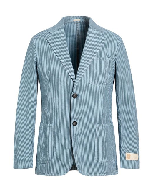 Massimo Alba Blue Blazer Cotton, Linen for men