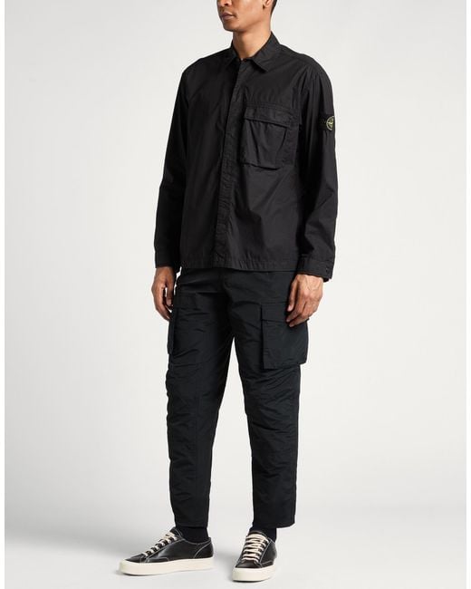 Stone Island Black Jacket Cotton, Elastane for men
