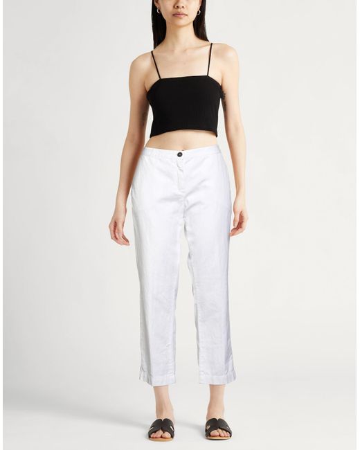 Massimo Alba White Pants Cotton, Linen