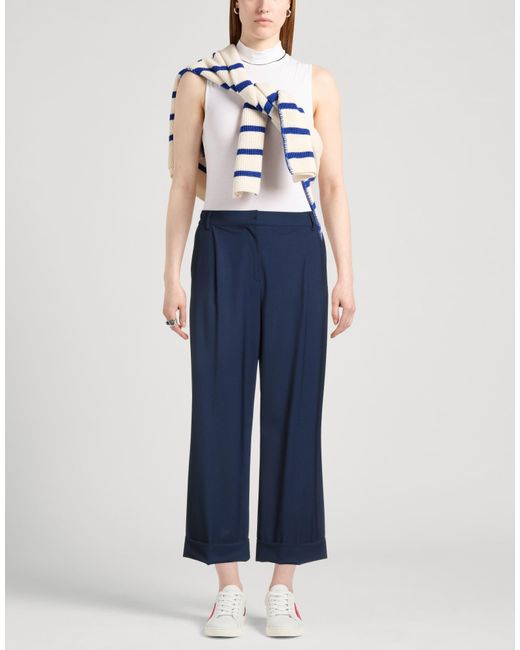 Les Copains Blue Midnight Pants Virgin Wool, Elastane, Acetate, Polyester