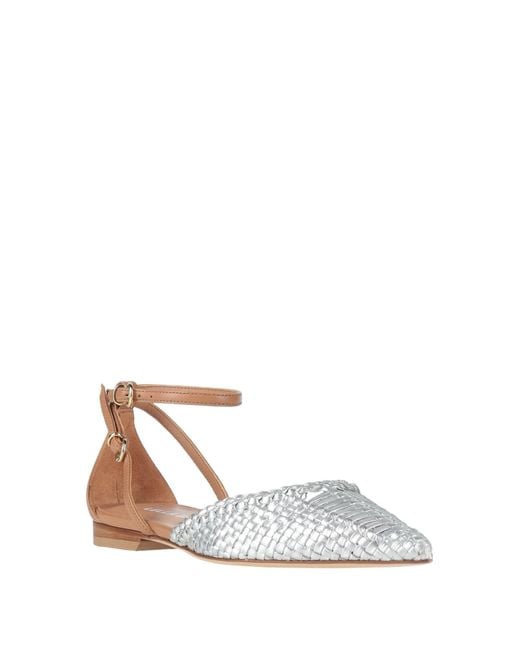 Lella Baldi White Ballet Flats Leather