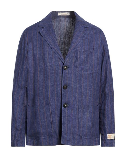 Massimo Alba Blue Blazer Linen, Elastane for men