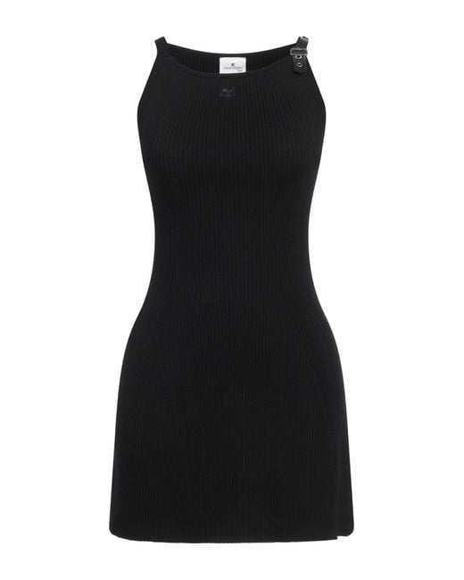 Courreges Black Mini Dress Viscose, Polyester