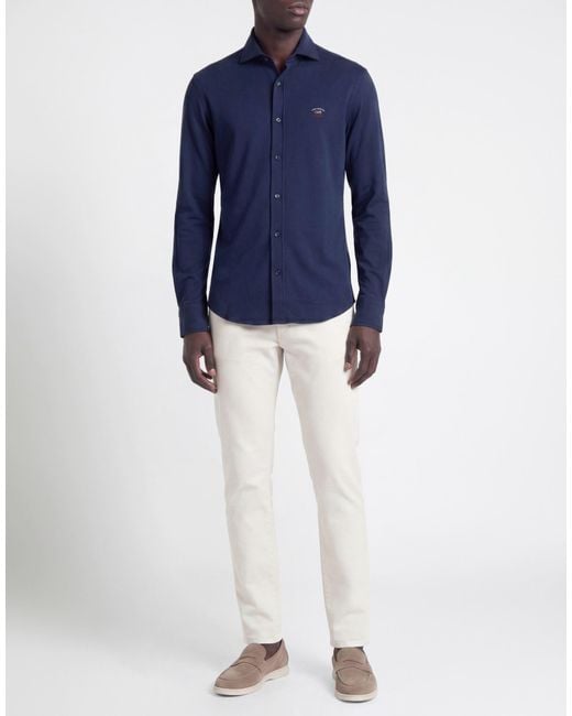 Paul & Shark Blue Midnight Shirt Cotton, Elastane for men