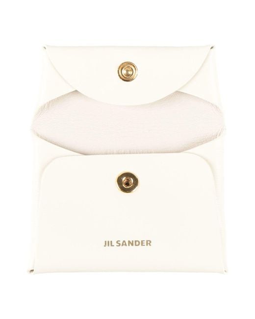 Jil Sander Natural Ivory Coin Purse Ovine Leather