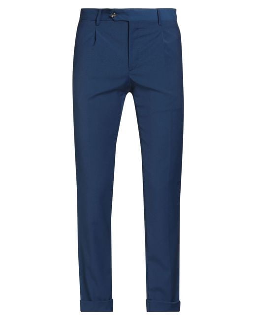 Barba Napoli Blue Pants Polyester, Wool, Elastane for men