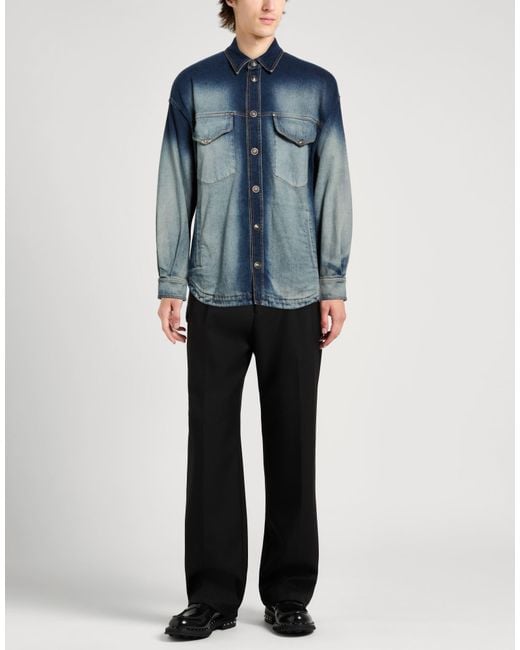 Versace Jeans Couture Blue Denim Outerwear Cotton, Elastane for men