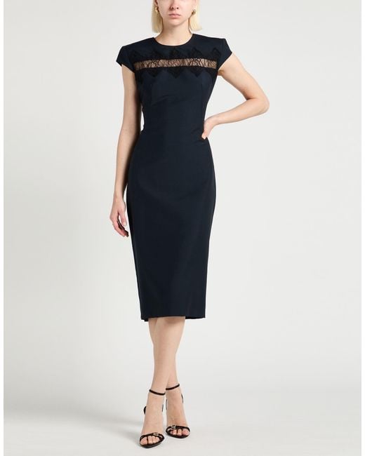 McQueen Blue Midi Dress Wool, Mohair Wool, Viscose, Polyamide