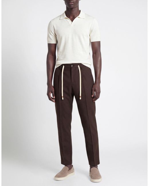 Daniele Alessandrini Brown Pants Polyester, Wool for men
