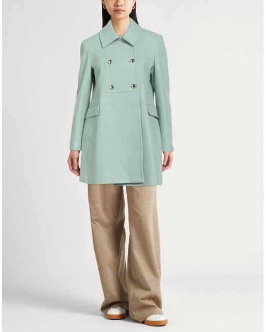Liu Jo Green Coat Polyester, Acrylic, Wool