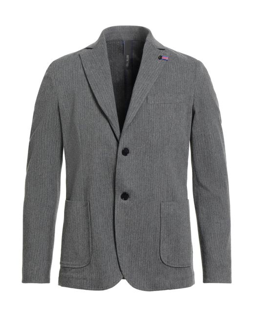 DISTRETTO 12 Gray Blazer Viscose, Polyester, Elastane for men