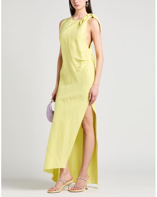 MSGM Yellow Maxi Dress Linen, Viscose