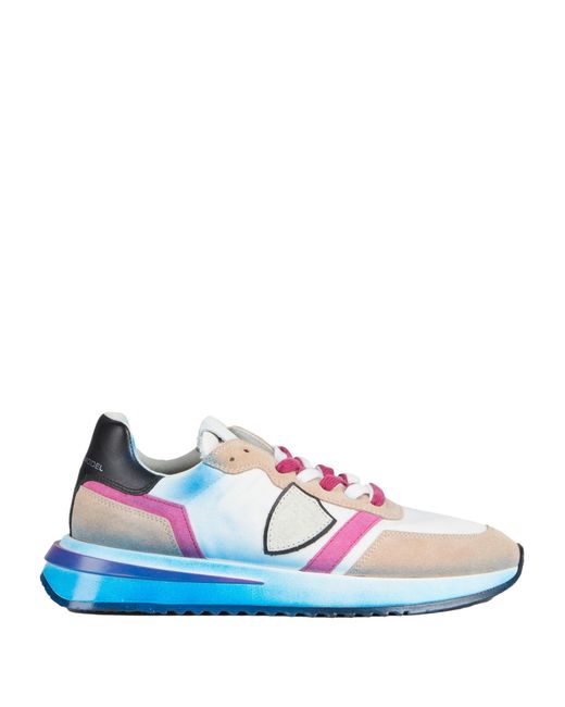 Philippe Model Blue Sneakers Leather, Textile Fibers