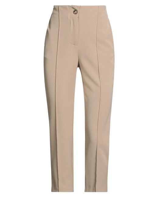 ALESSIA SANTI Natural Sand Pants Polyester, Viscose, Elastane